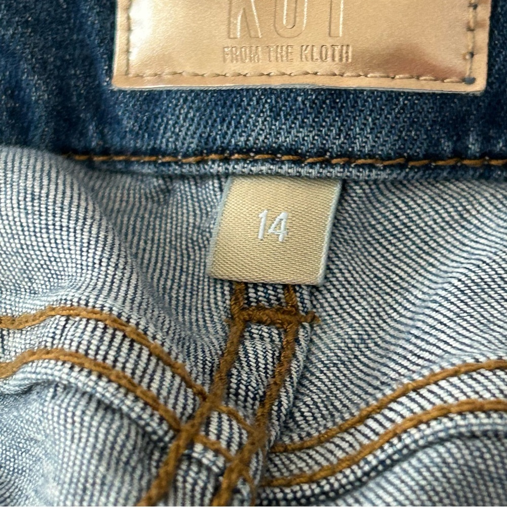 KUT From The Kloth Meg Fab Ab Wide Leg Jeans Womens 14 Cropped Frayed Stretch - Picture 4 of 15